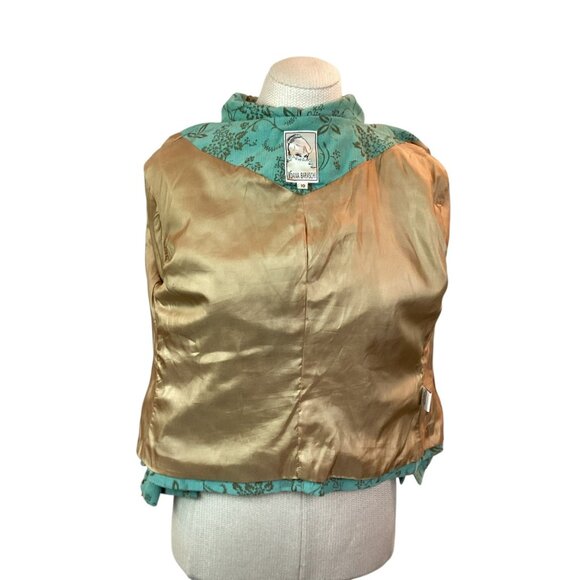 Yoana Baraschi Womens 10 Embroidered Floral Corduroy Jacket Turquoise - Picture 9 of 13